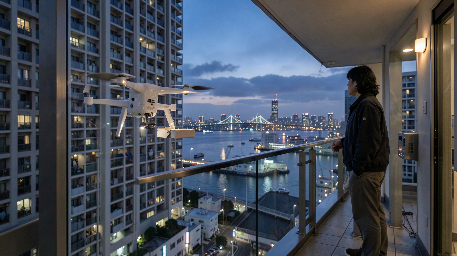 タワマン向けドローン配送の実証、豊洲・晴海・木場で何が問われるか